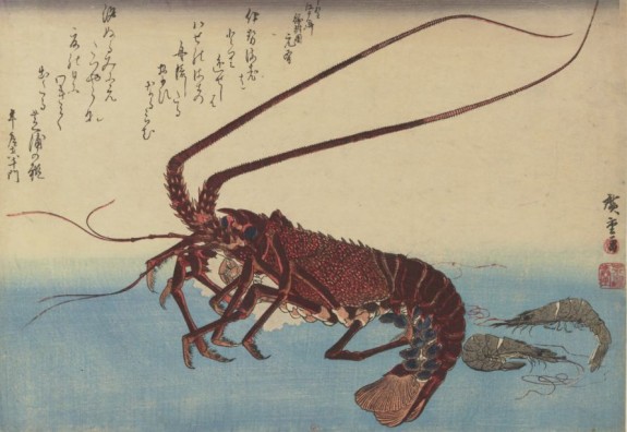 L comme… langouste, Iseebi to shibaebi , estampe, Utagawa, Hiroshige,1832.