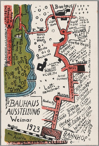 Carte postale d'une exposition Bauhaus. Kurt Schmidt, 1923. Photo: Harvard Art Museums, © President and Fellows of Harvard College