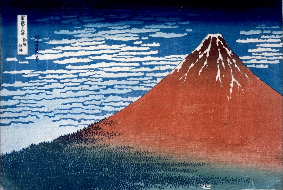 Clear day with a southern breeze (Red Fuji) from Thirty-Six Views of Mt Fuji. Colour woodblock, 1831