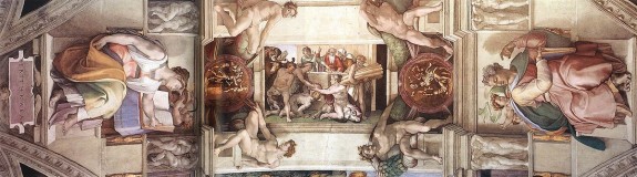 chapelle sixtine Michelangelo_-_Sistine_Chapel_ceiling_-_bay_7 wikipedia