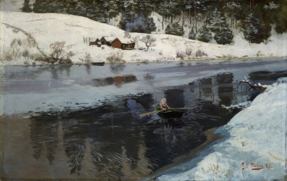 Frits Thaulow "winter at the river simoa" (Google Art Project)
