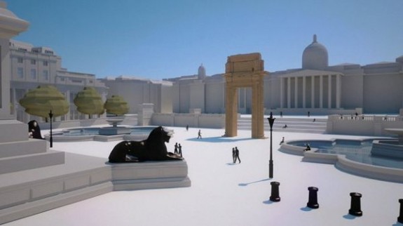 Simulation de l'installation de l'Arche 3D sur la place Trafalgar (IDA)